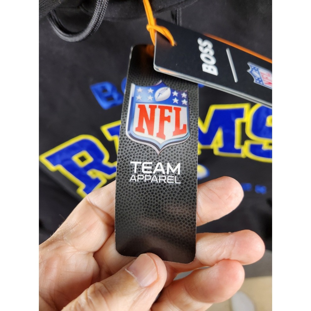 BOSS x NFL Los Angeles Rams Hoodie Black Pullover Logo Men's Size M - NWT - Picture 8 of 15
